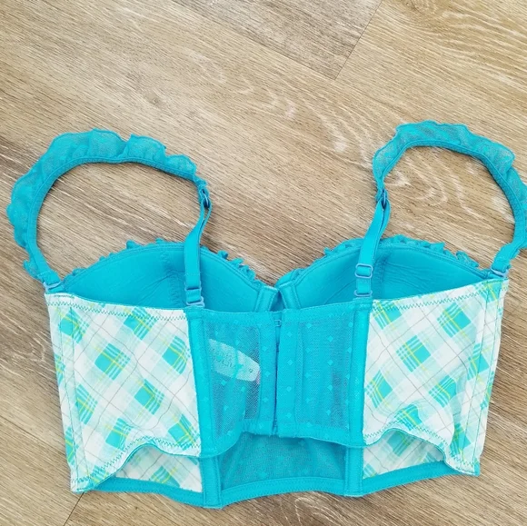 Victoria's Secret Vintage Sexy Little Things Blue Plaid Ruffle Bustier Bra NWT - Picture 6 of 16